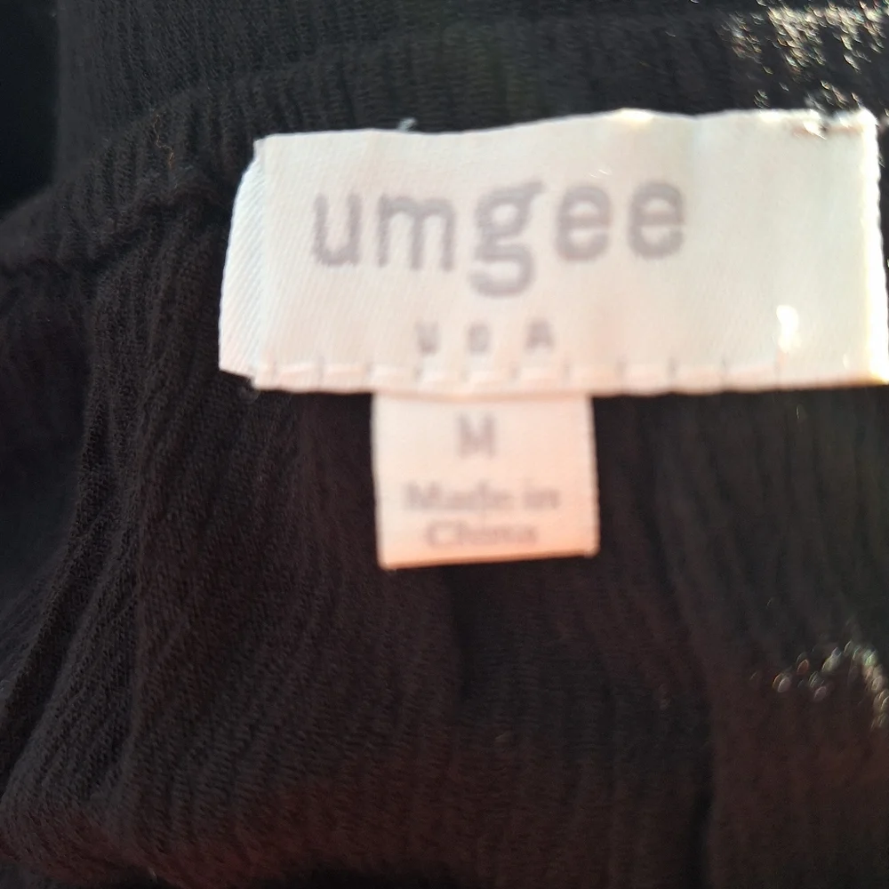 Umgee Halloween Black Gauzy Tunic Top with Orange Crochet Lace Sleeves Med *D3 - Picture 4 of 5